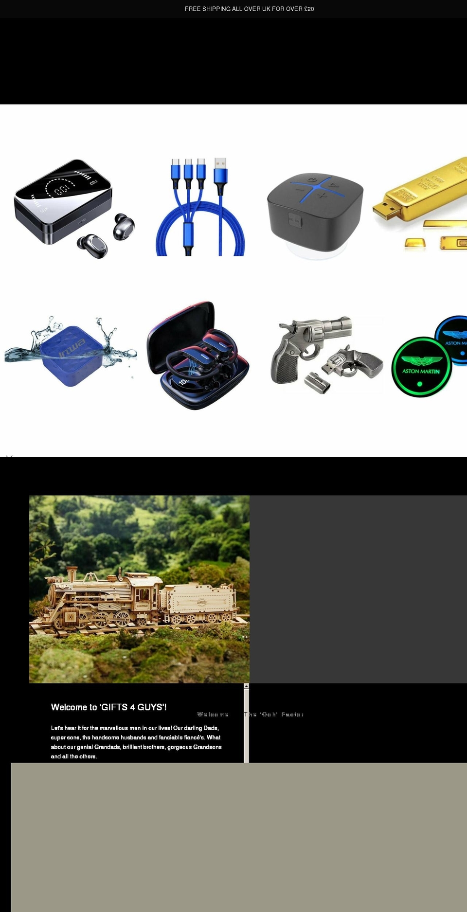 gifts4guys.co.uk shopify website screenshot