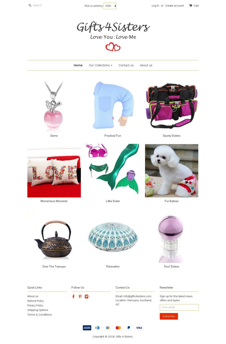gifts4sisters.com shopify website screenshot