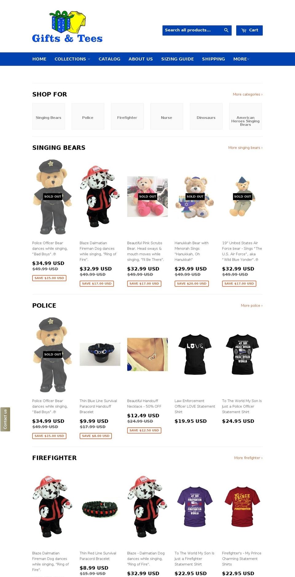 giftsandtees.com shopify website screenshot