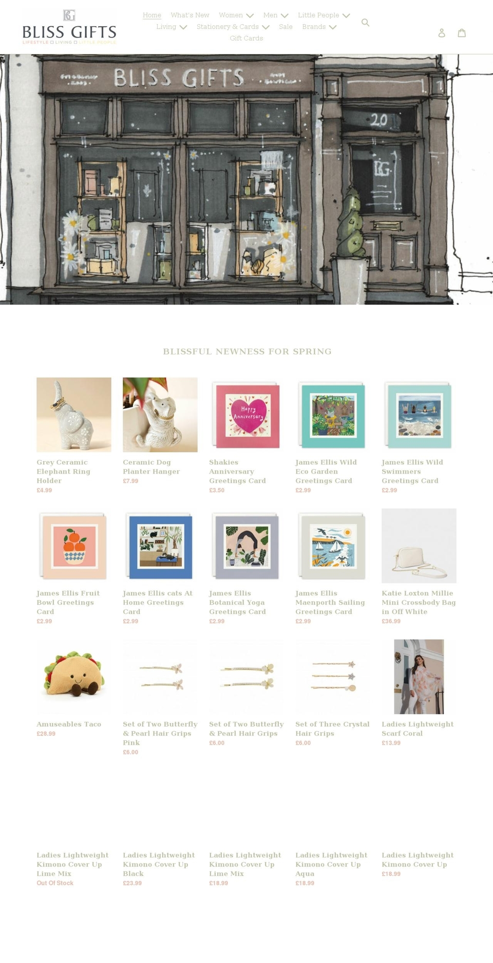 giftsatbliss.co.uk shopify website screenshot