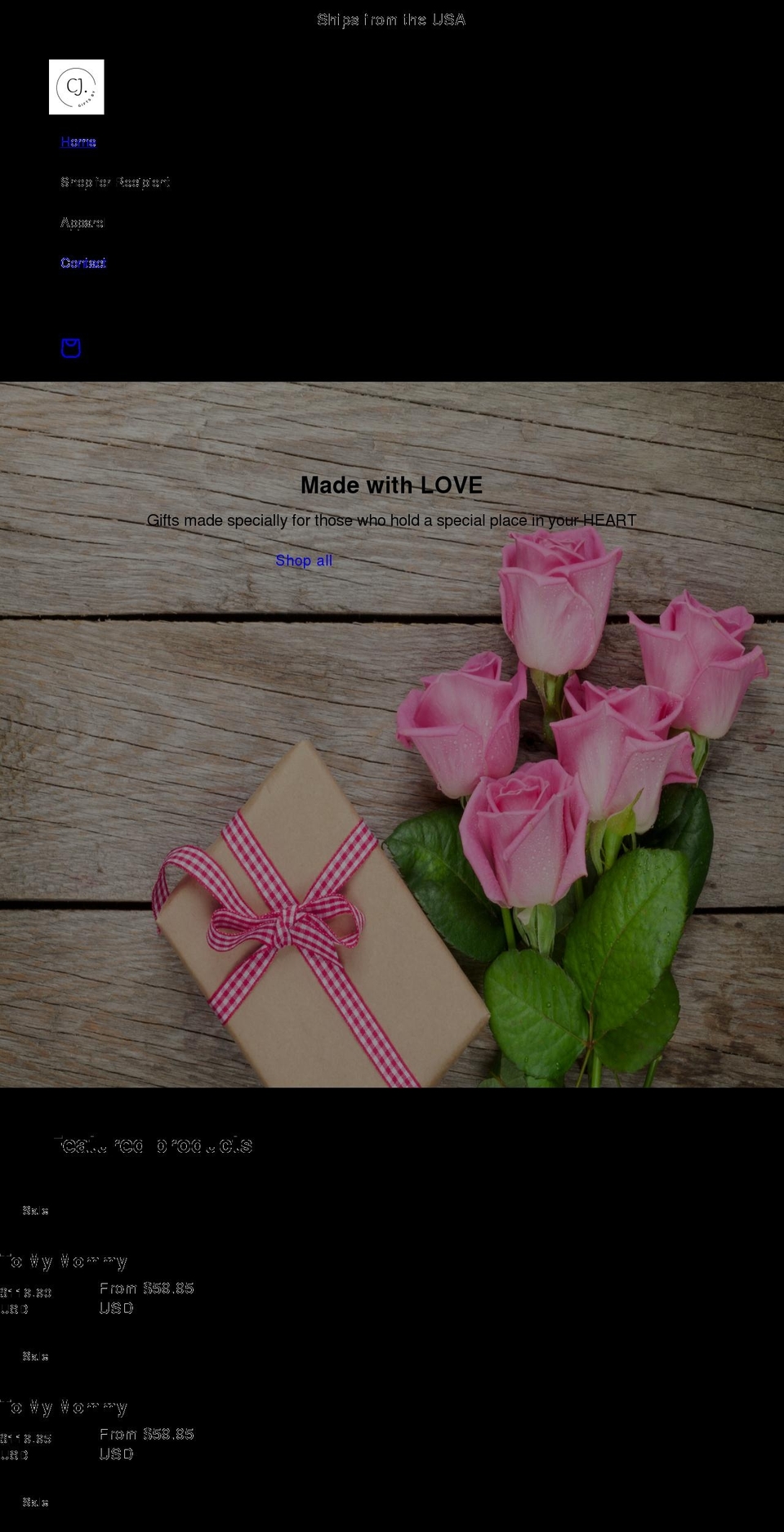 giftsbycj.com shopify website screenshot