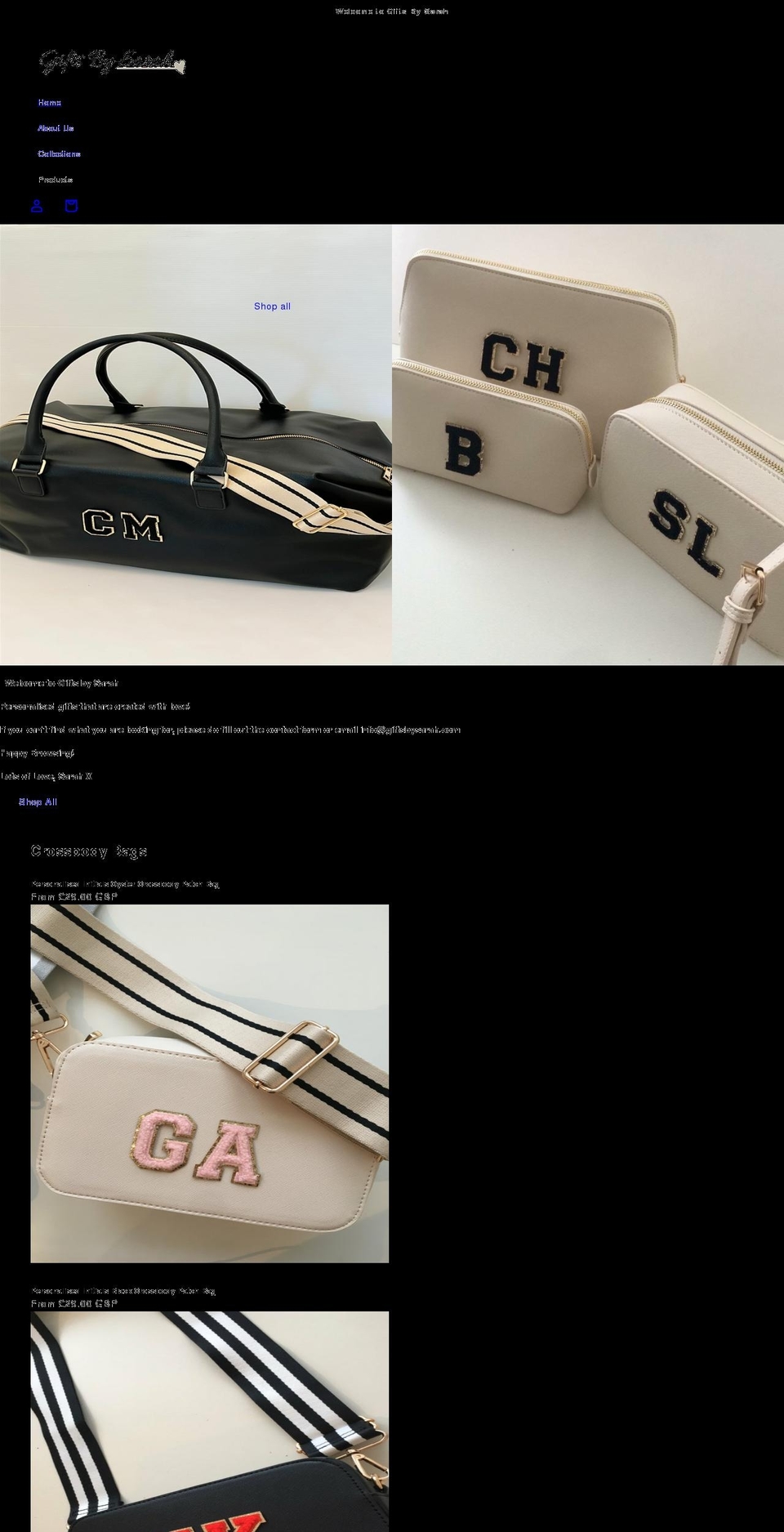 giftsbysarah.com shopify website screenshot