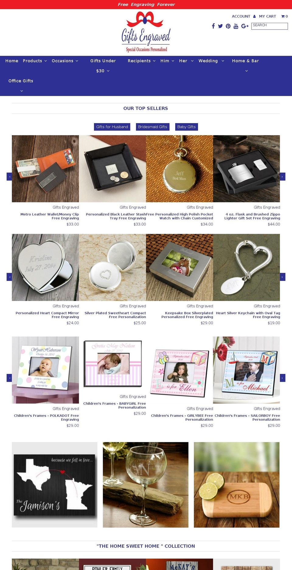 giftsengraved.net shopify website screenshot