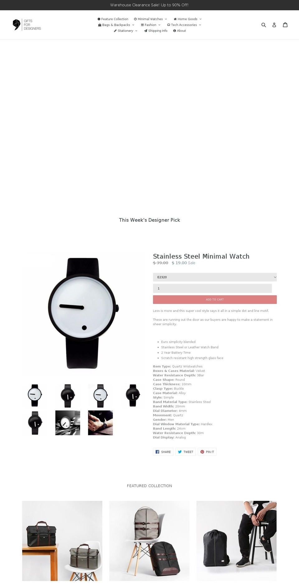 Installed Route Shopify theme site example giftsforadesigner.com