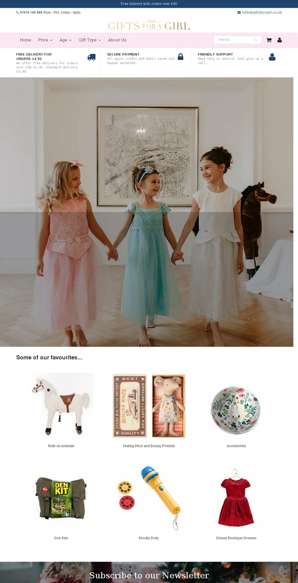 giftsforagirl.co.uk shopify website screenshot