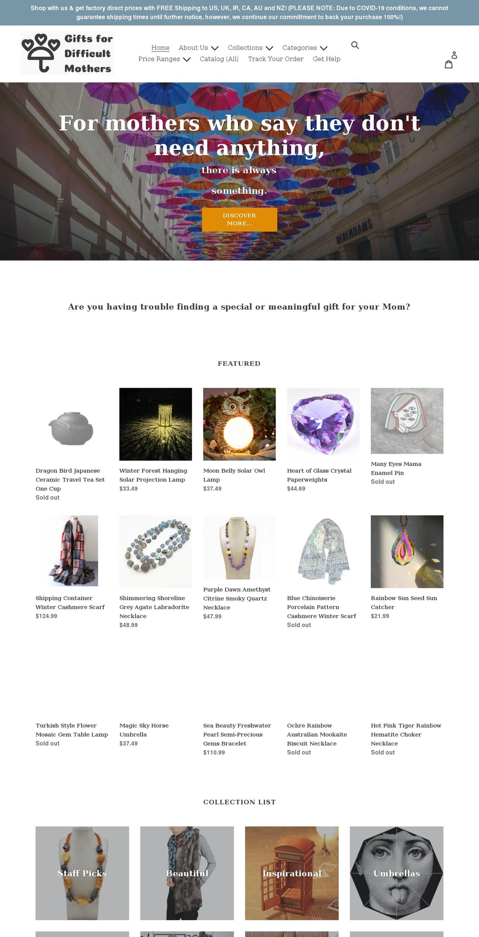 giftsfordifficultmothers.com shopify website screenshot