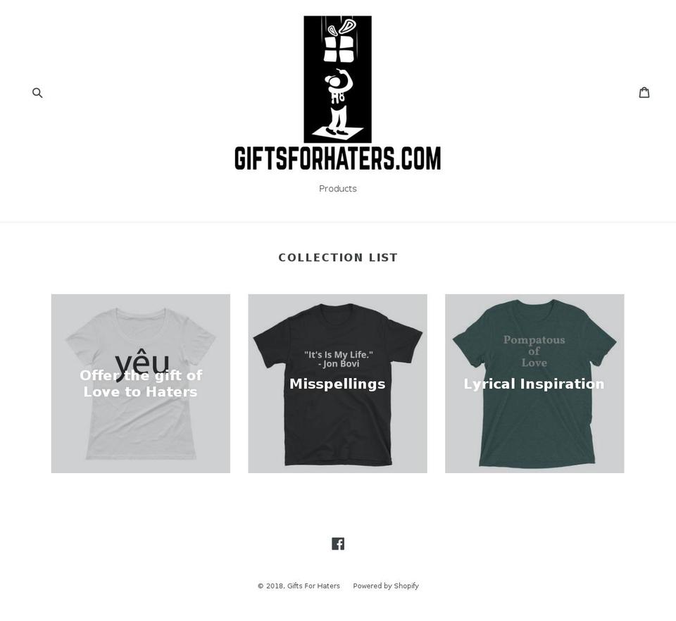 giftsforhaters.com — Shopify storefront screenshot