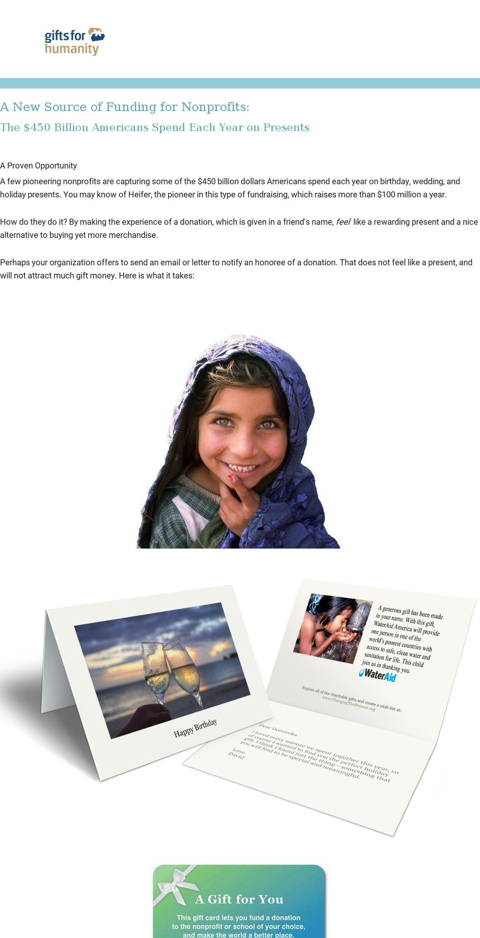 giftsforhumanity.org shopify website screenshot