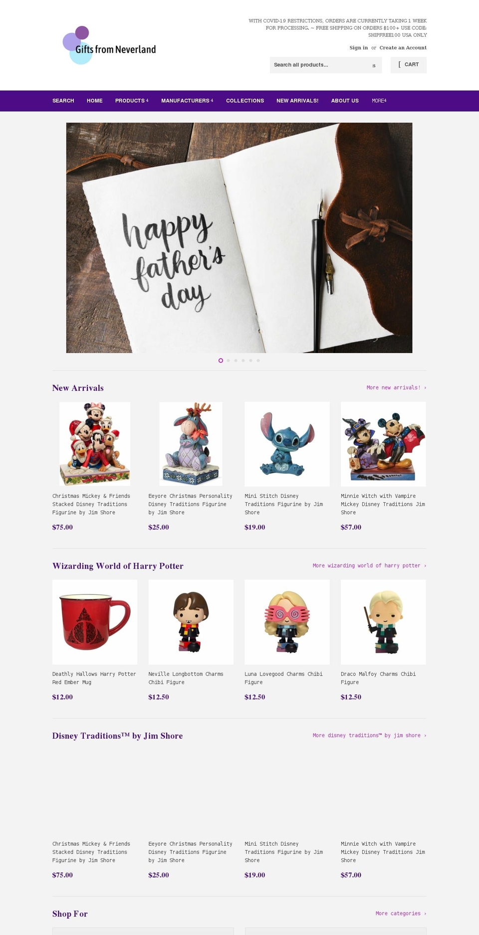 giftsfromneverland.com shopify website screenshot