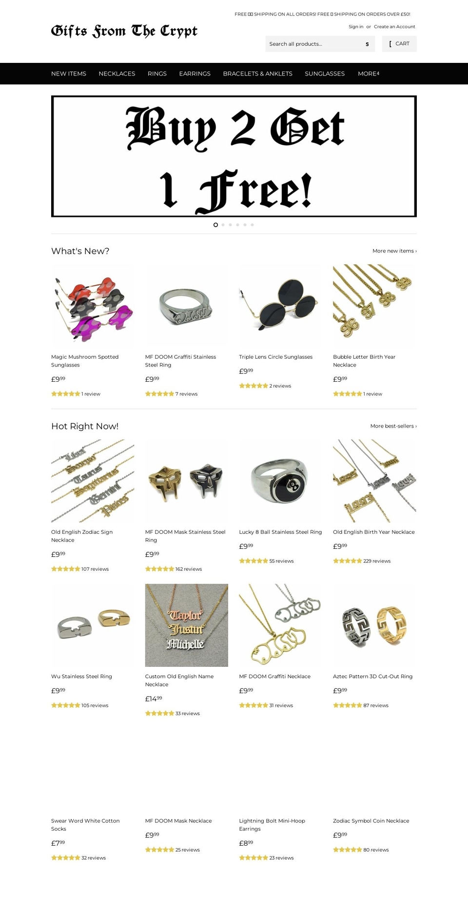 giftsfromthecrypt.co.uk shopify website screenshot