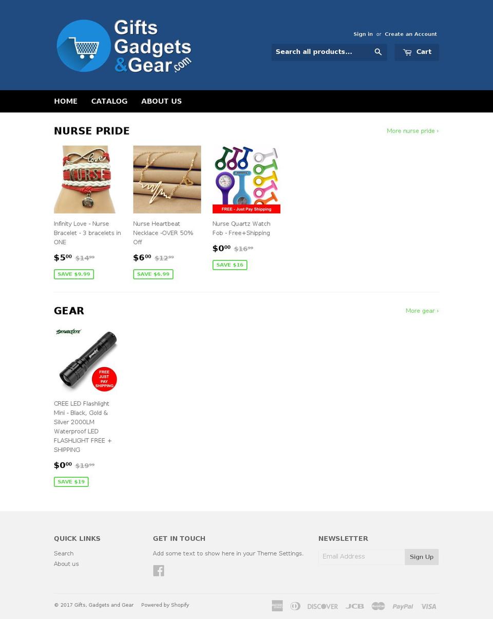 giftsgadgetsandgear.com shopify website screenshot