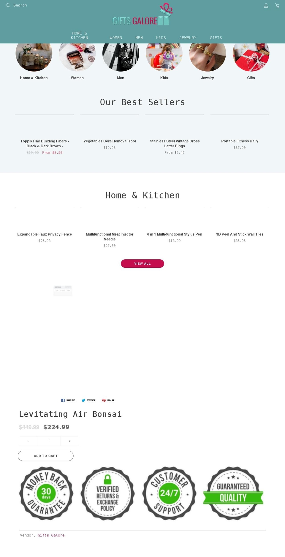giftsgalore.net shopify website screenshot
