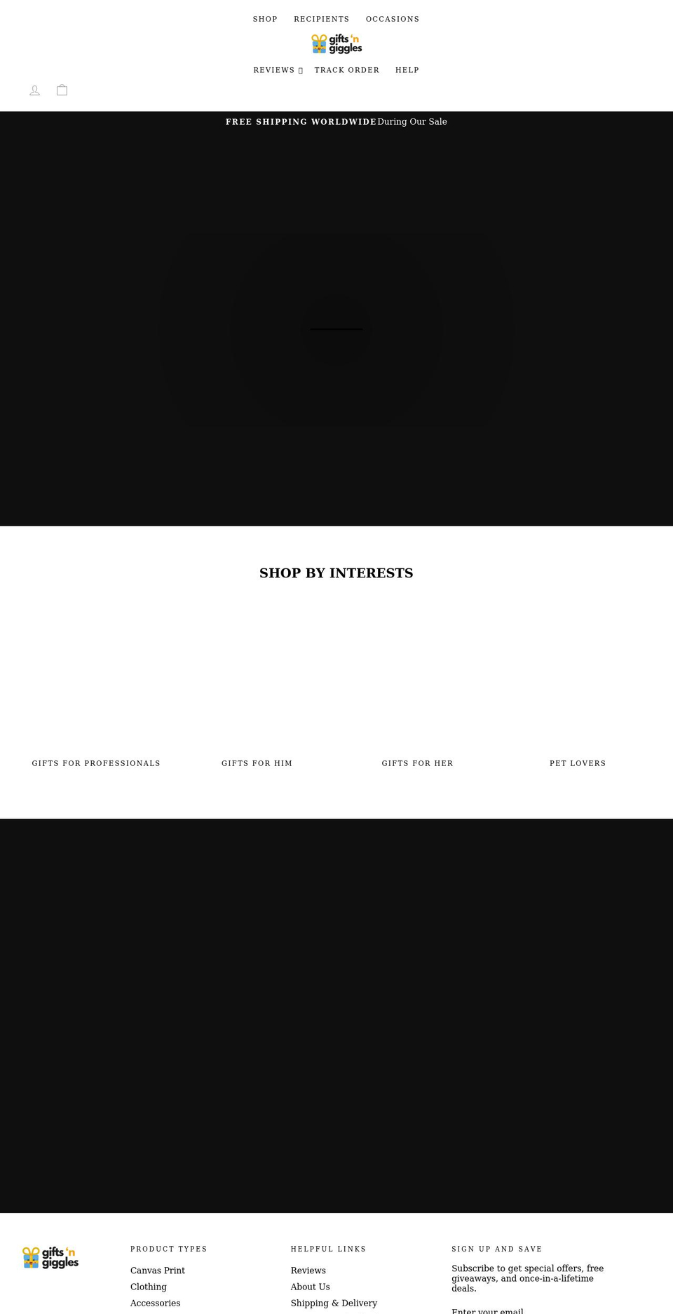 giftsngiggles.com shopify website screenshot
