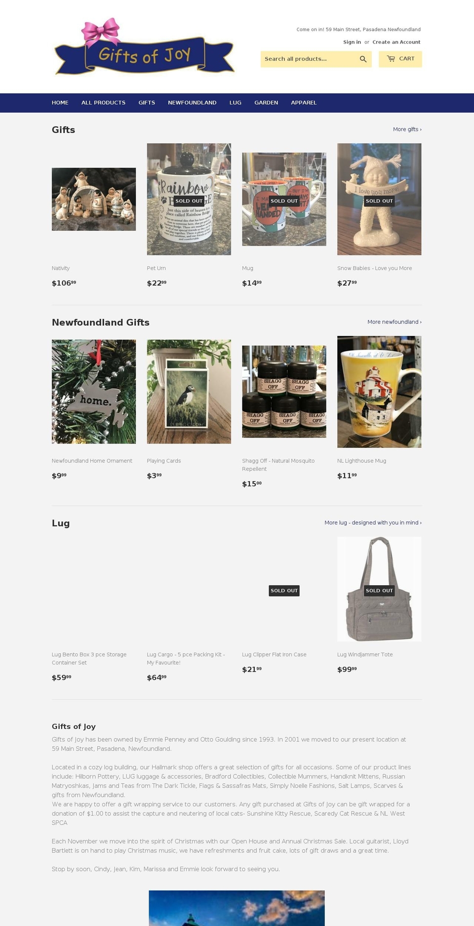 giftsofjoy.ca shopify website screenshot