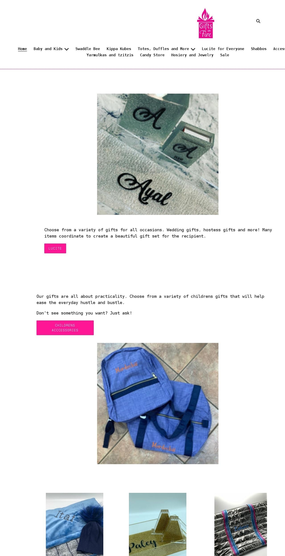giftsonfire.com shopify website screenshot