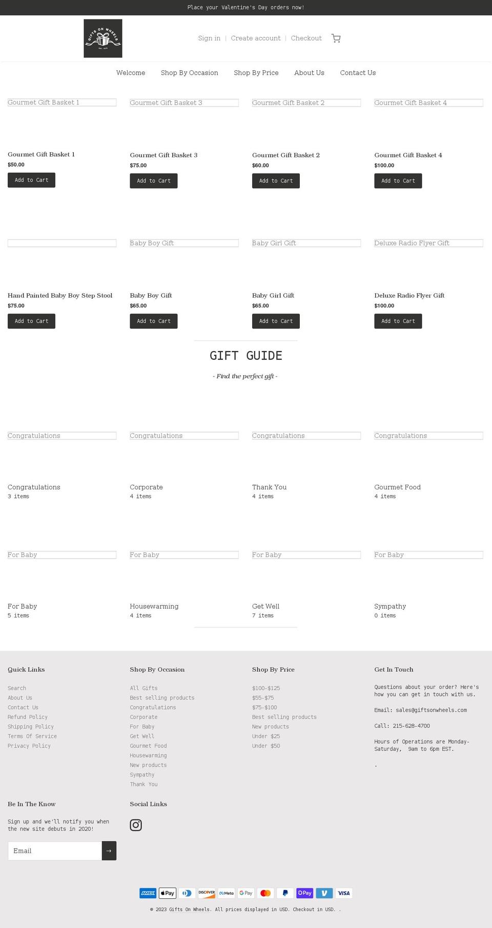 giftsonwheels.com shopify website screenshot
