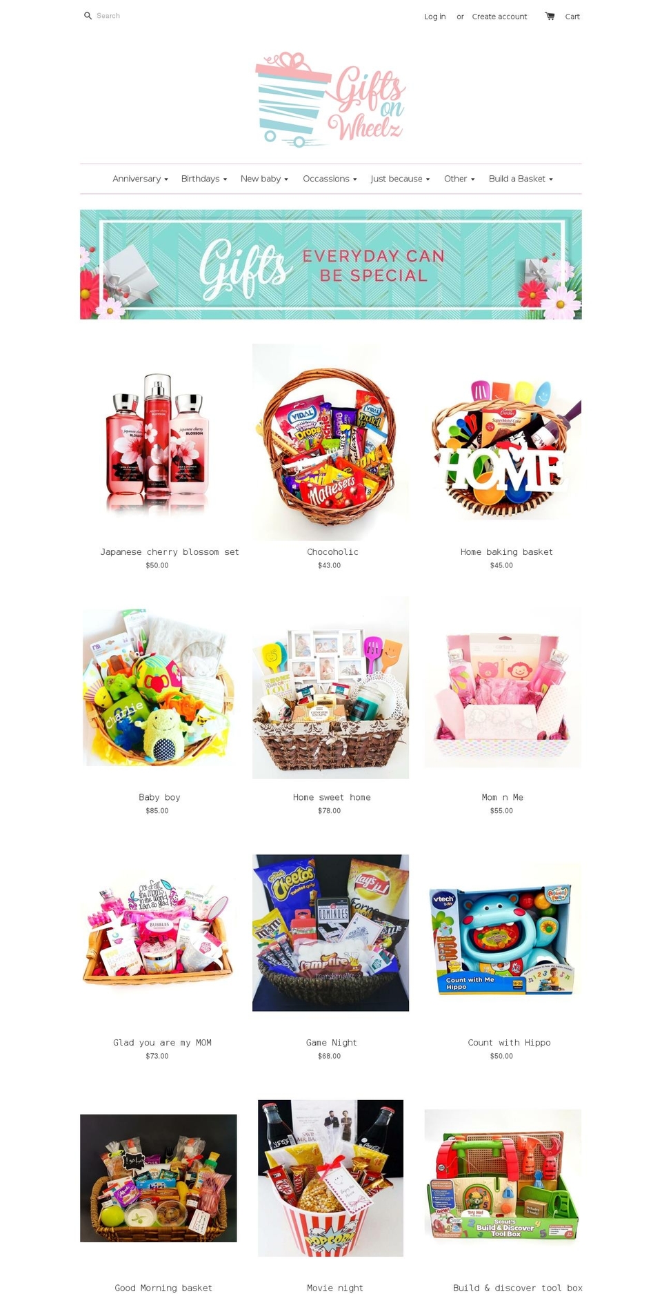 giftsonwheelz.com — Shopify storefront screenshot