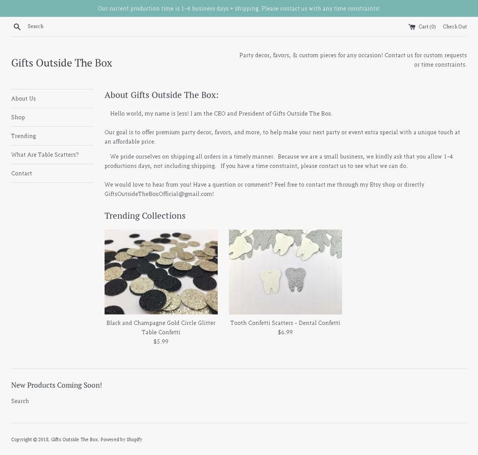 giftsoutsidethebox.com — Shopify storefront screenshot