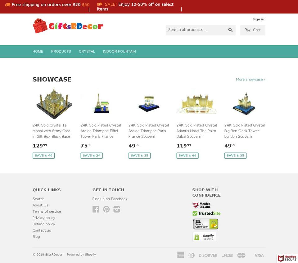 giftsrdecor.com — Shopify storefront screenshot