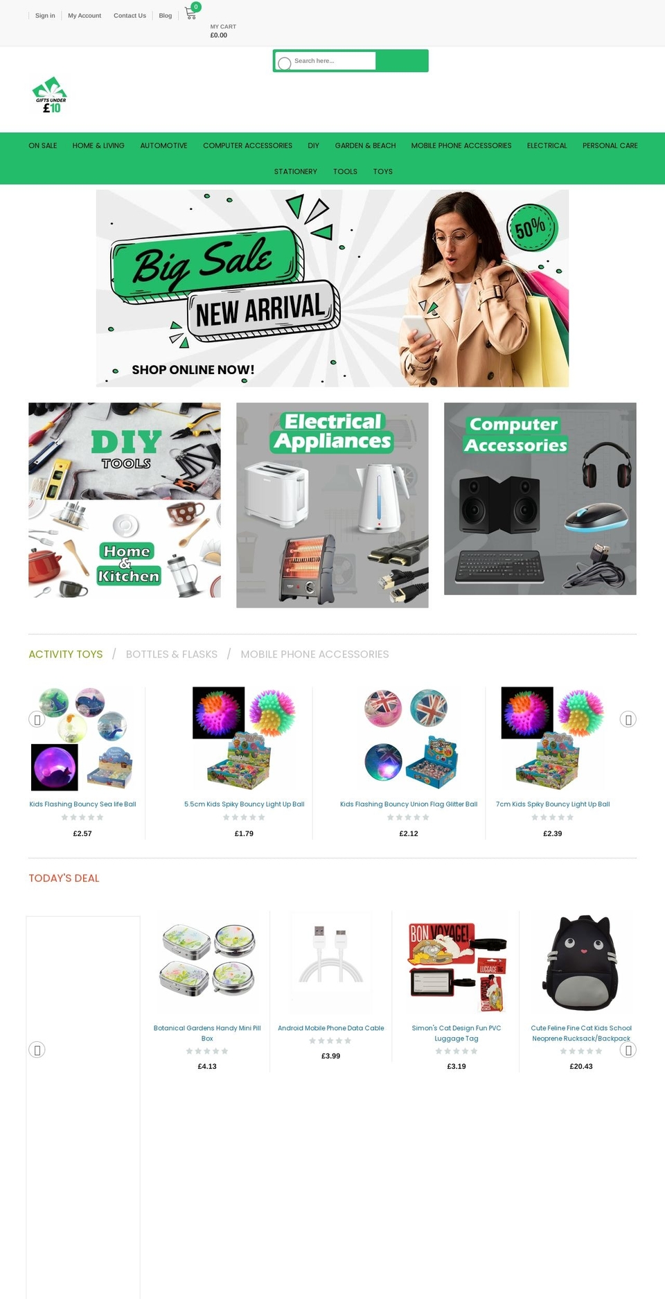 giftsunder10pounds.com shopify website screenshot