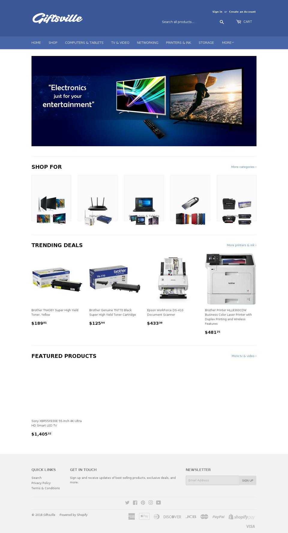 giftsville.net shopify website screenshot