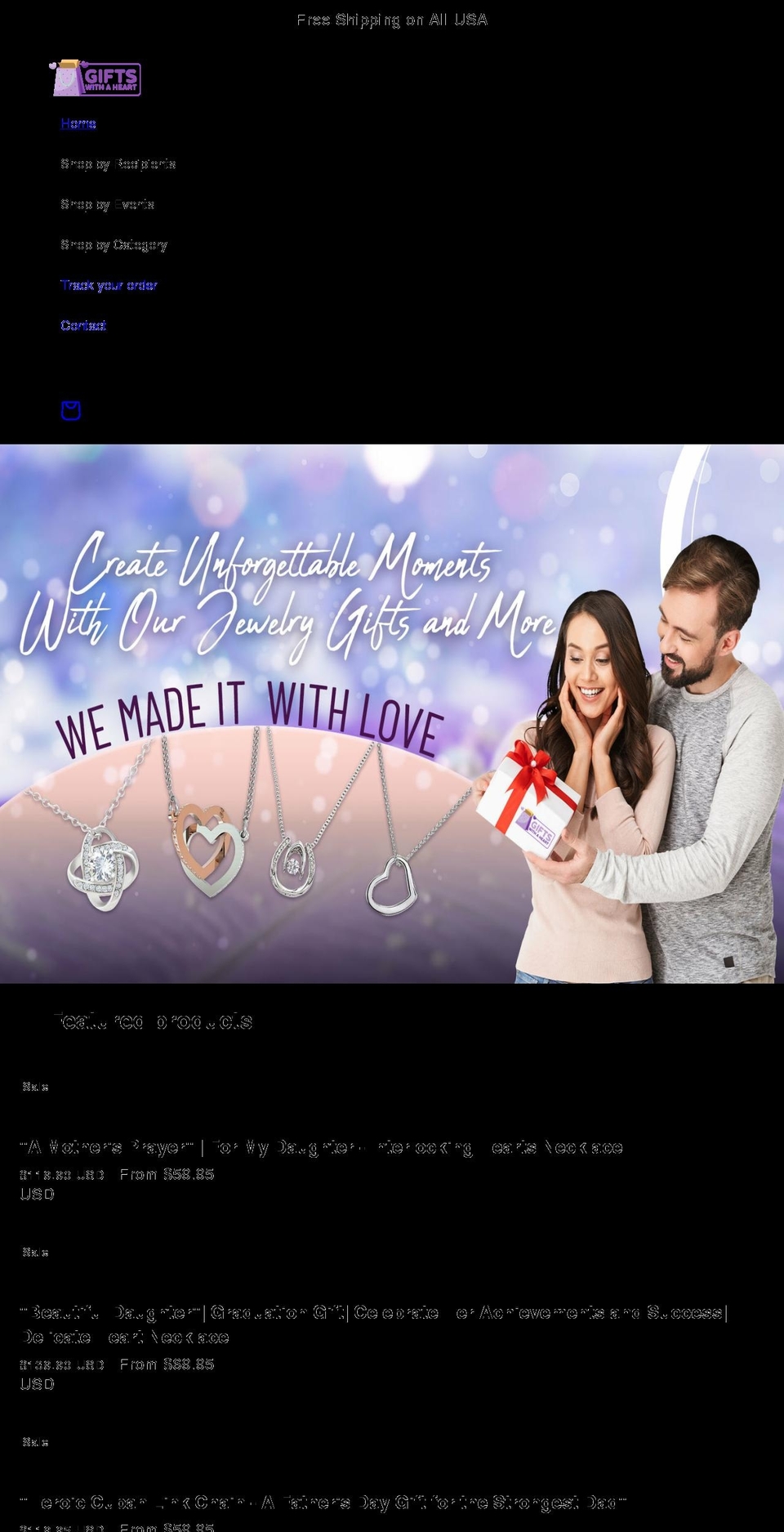 Gifts Shopify theme site example giftswithaheart.com