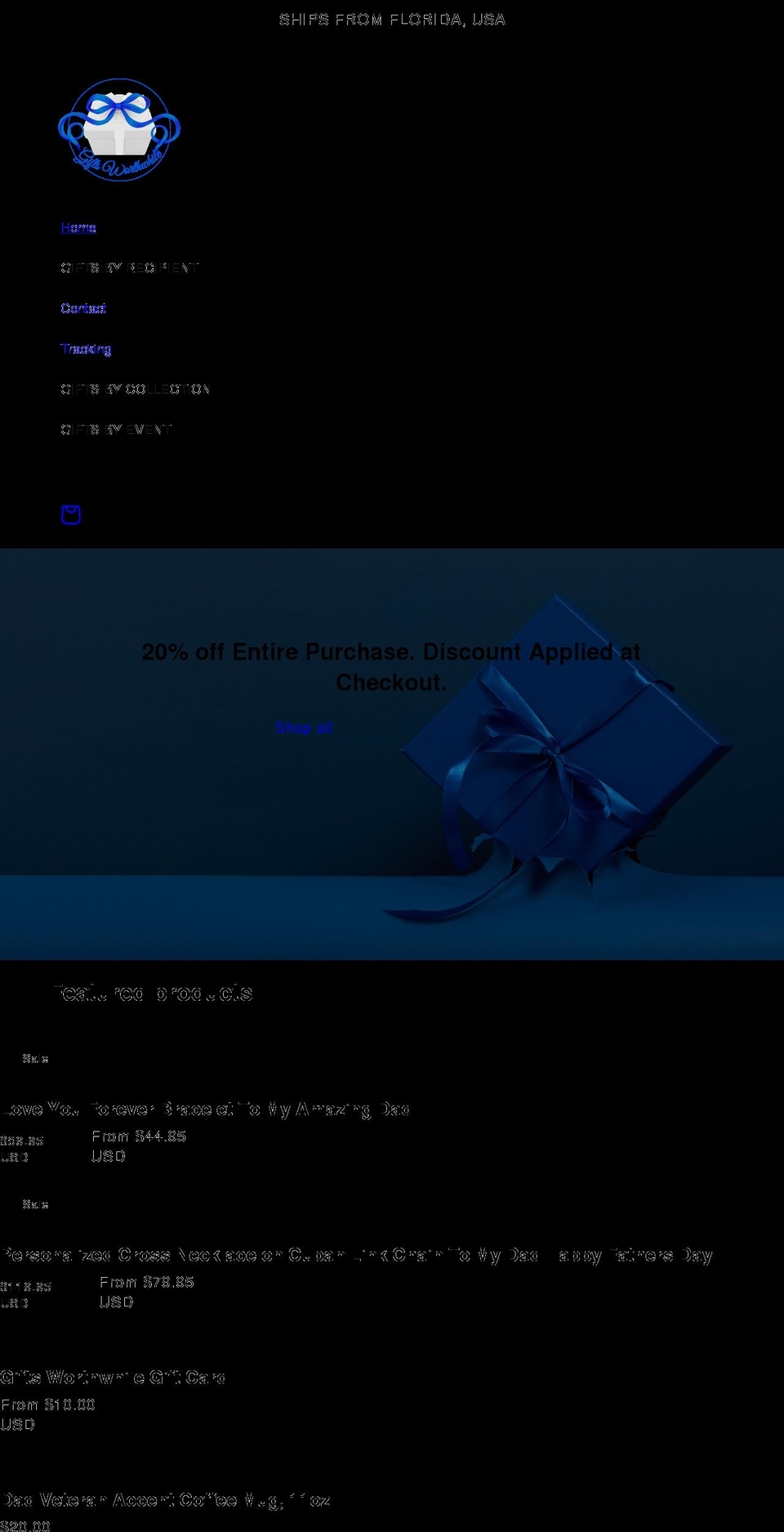 giftsworthwhile.com shopify website screenshot