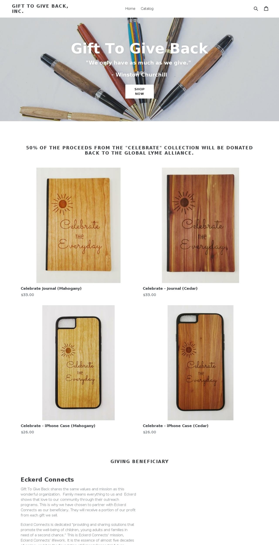 gifttogiveback.com — Shopify storefront screenshot