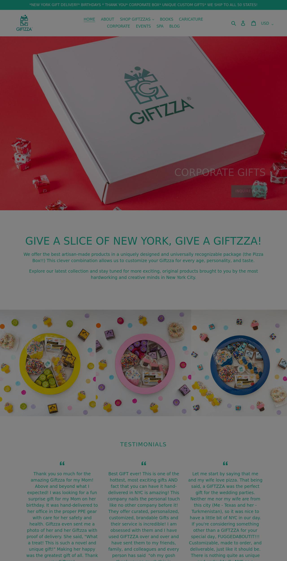 giftzza.com shopify website screenshot
