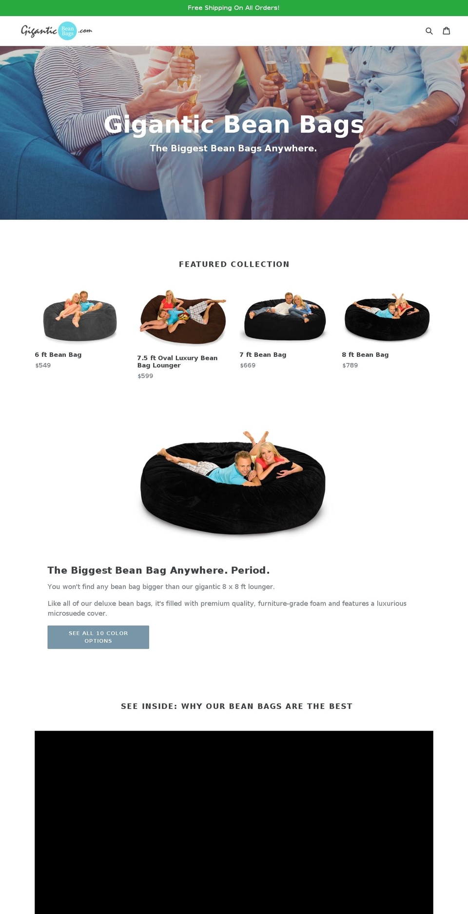 giganticbeanbags.com shopify website screenshot