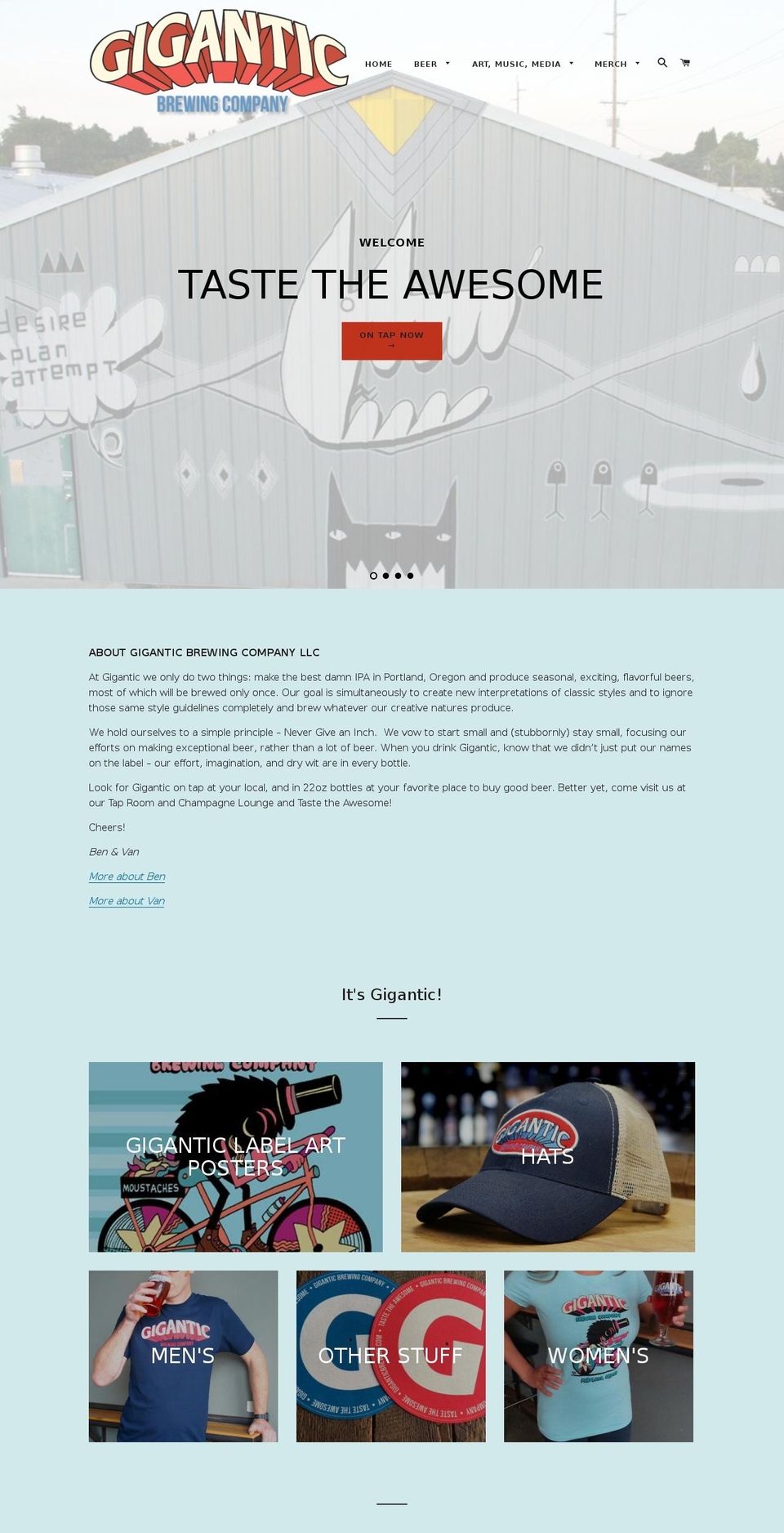 giganticbrewing.com shopify website screenshot