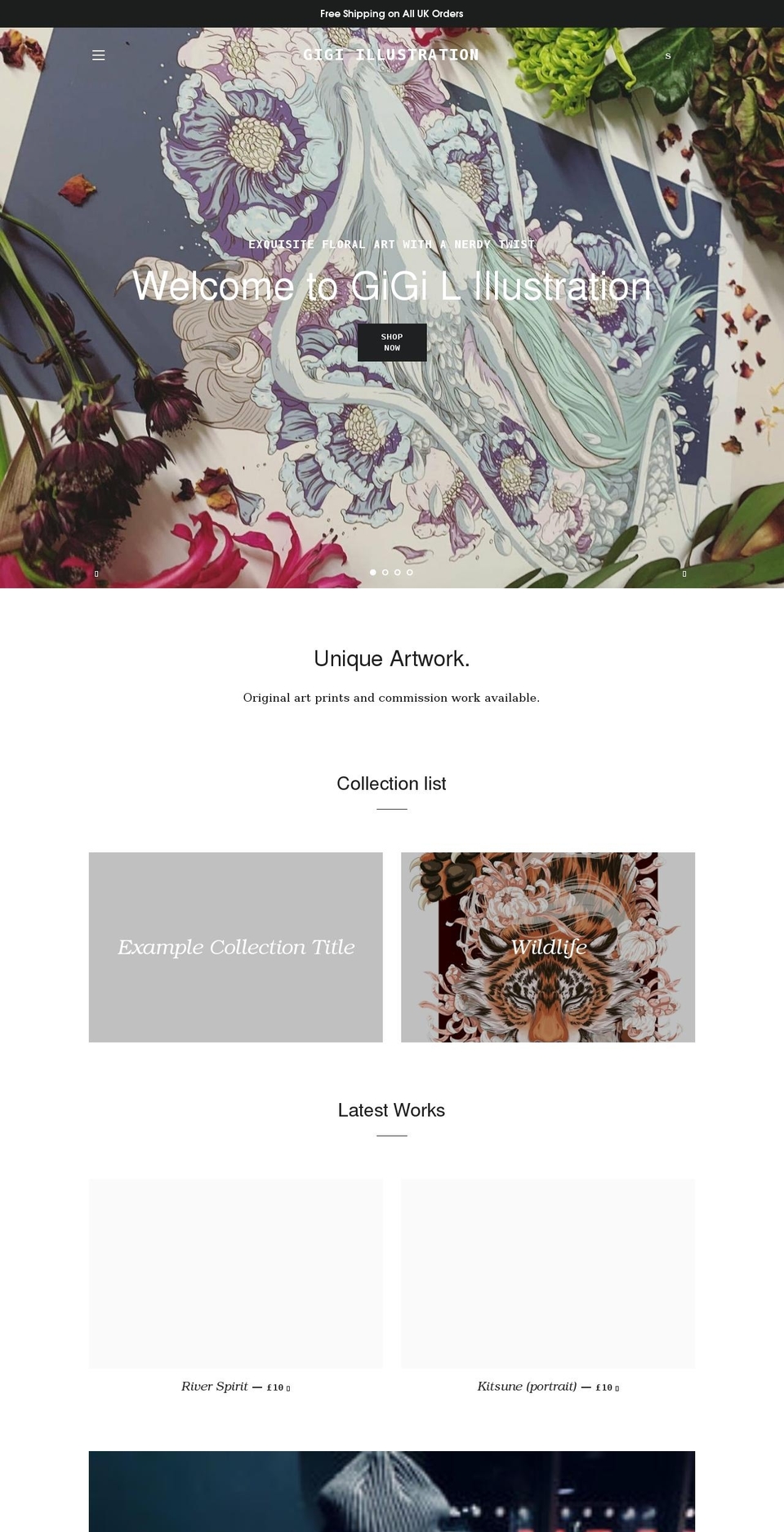 gigidraws.com shopify website screenshot
