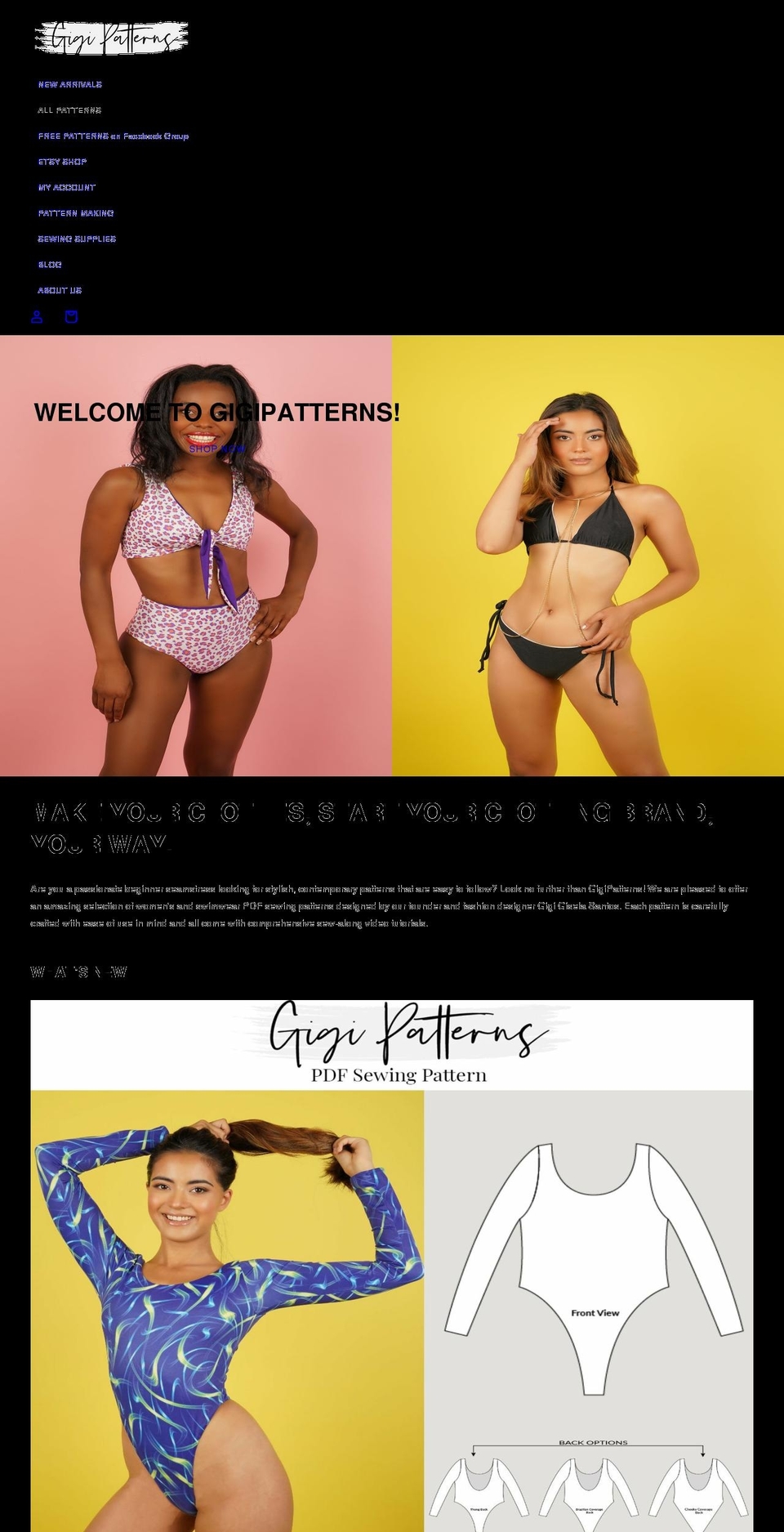 gigipatterns.com shopify website screenshot