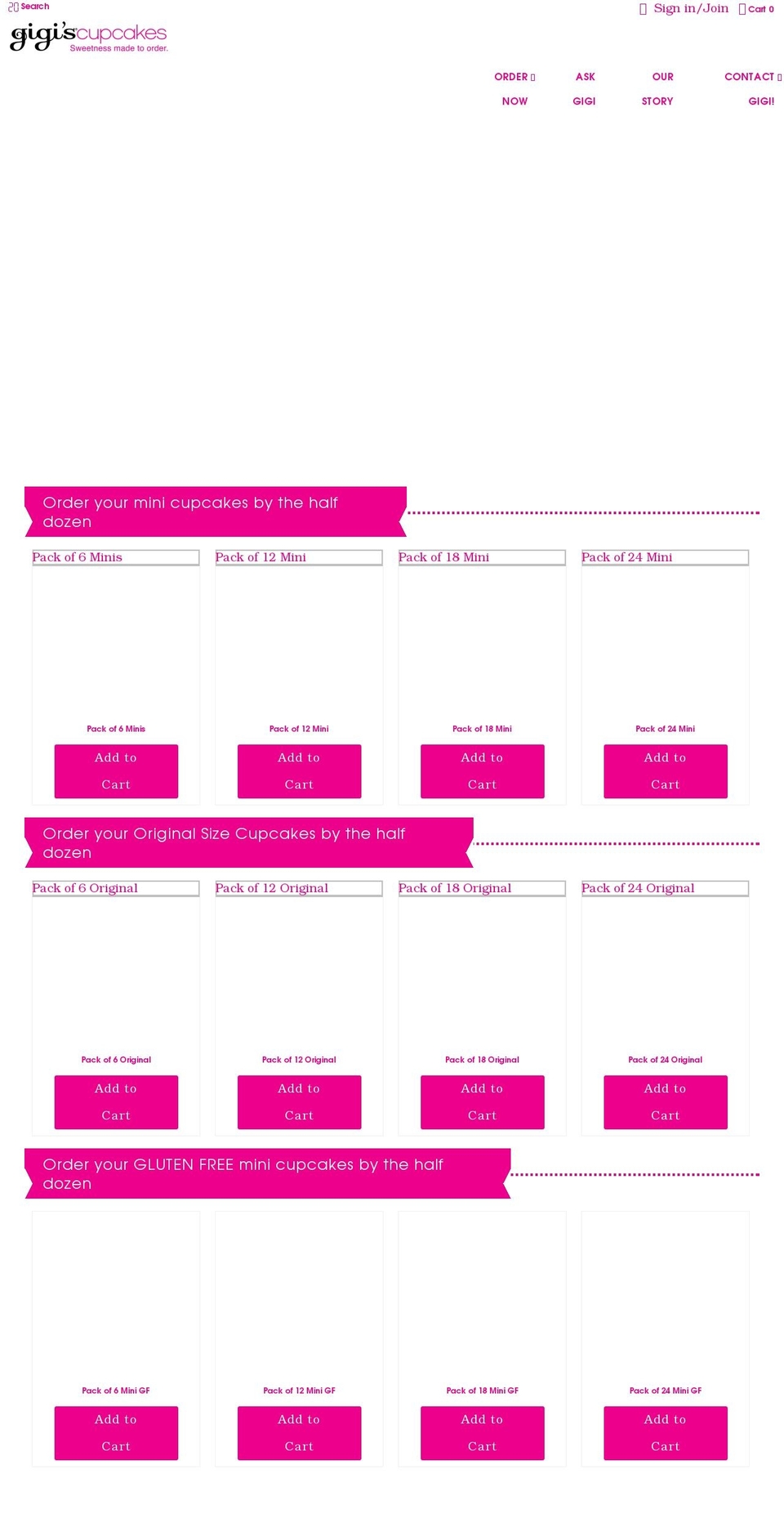 gigiscupcakes.com shopify website screenshot