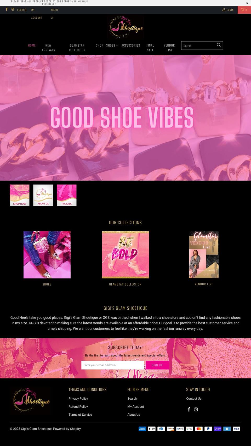 gigisglamstars.com shopify website screenshot