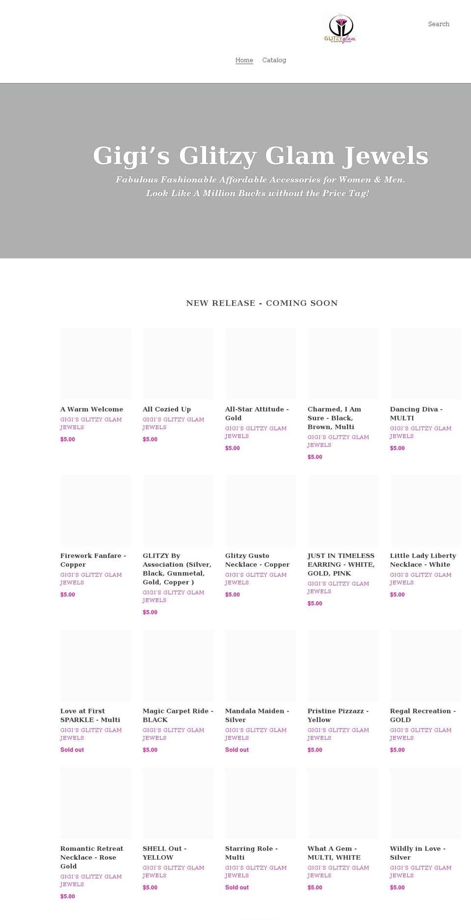 gigisglitzyglam.com shopify website screenshot