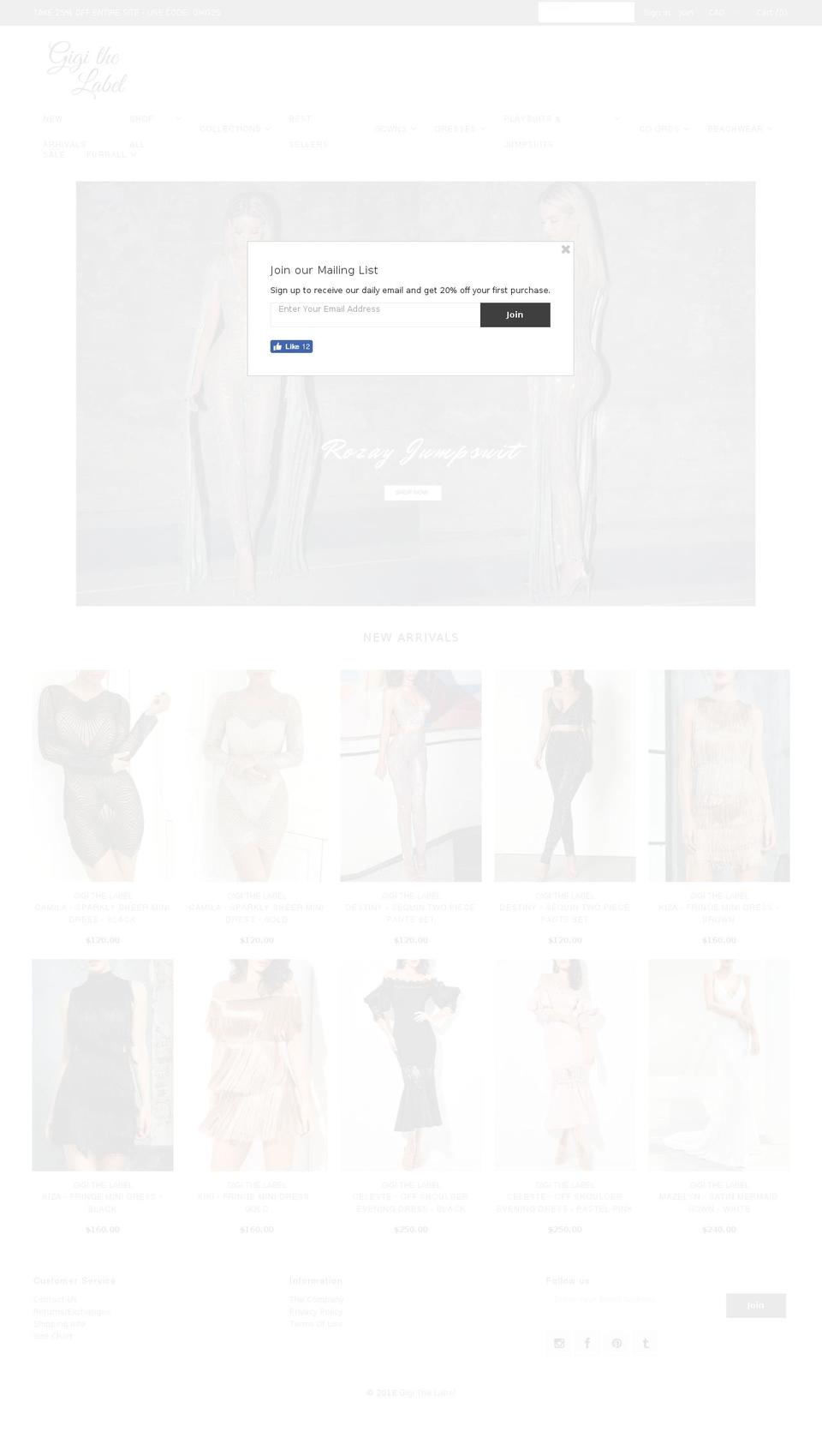 gigithelabel.com — Shopify storefront screenshot