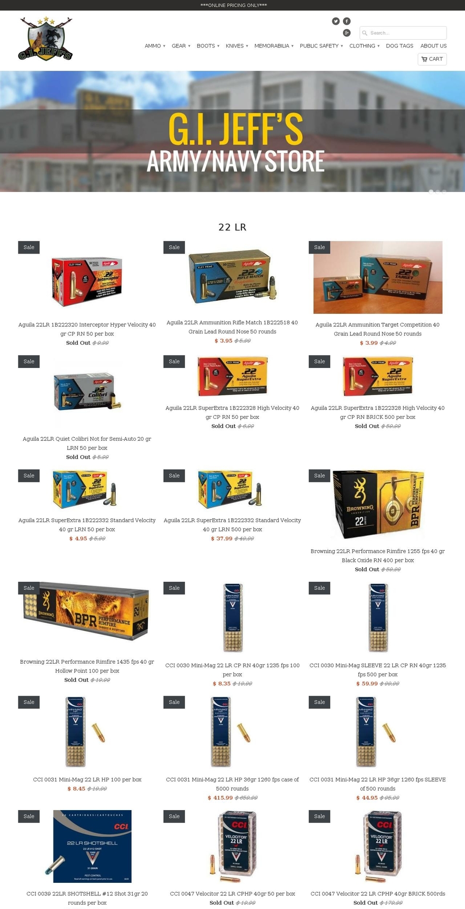 gijeffsarmynavy.com — Shopify storefront screenshot