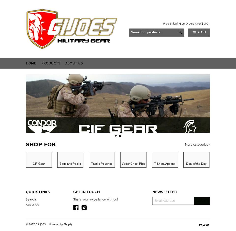 gijoesmilitarygear.com shopify website screenshot
