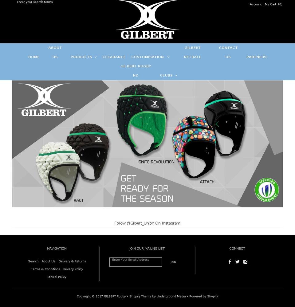 gilbertrugby.com.au shopify website screenshot