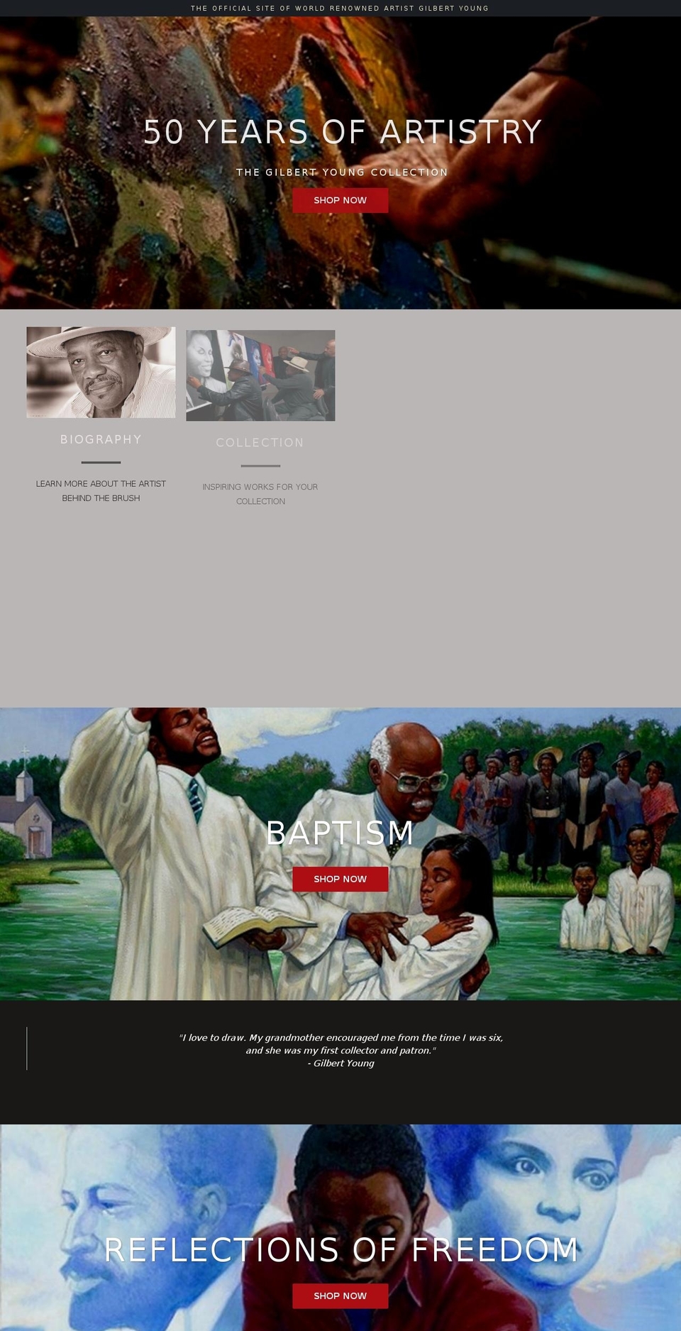 gilbertyoungart.com shopify website screenshot