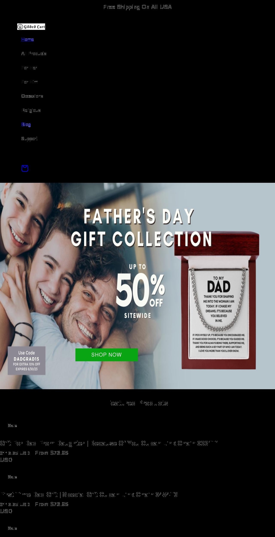 gildedcart.com shopify website screenshot