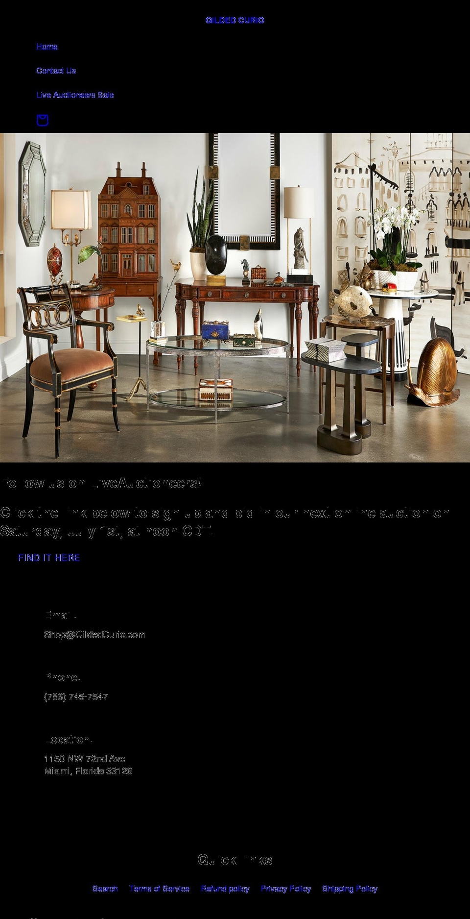 gildedcurio.com shopify website screenshot