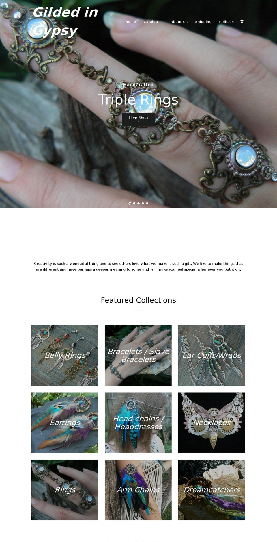 gildedingypsy.com shopify website screenshot