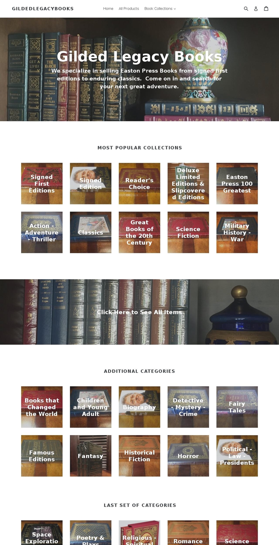 gildedlegacybooks.com shopify website screenshot