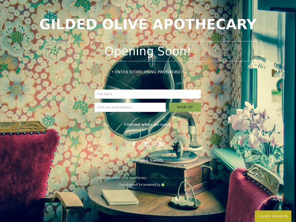 gildedolive.com — Shopify storefront screenshot