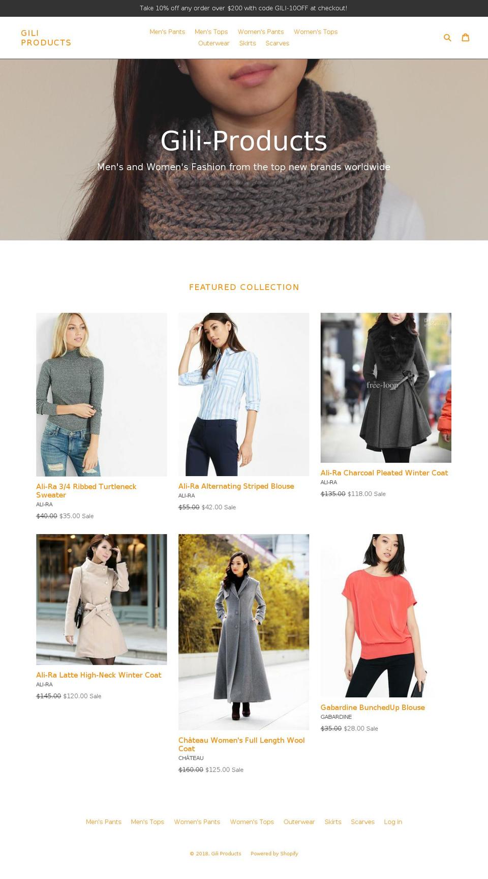 gili-products.myshopify.com shopify website screenshot