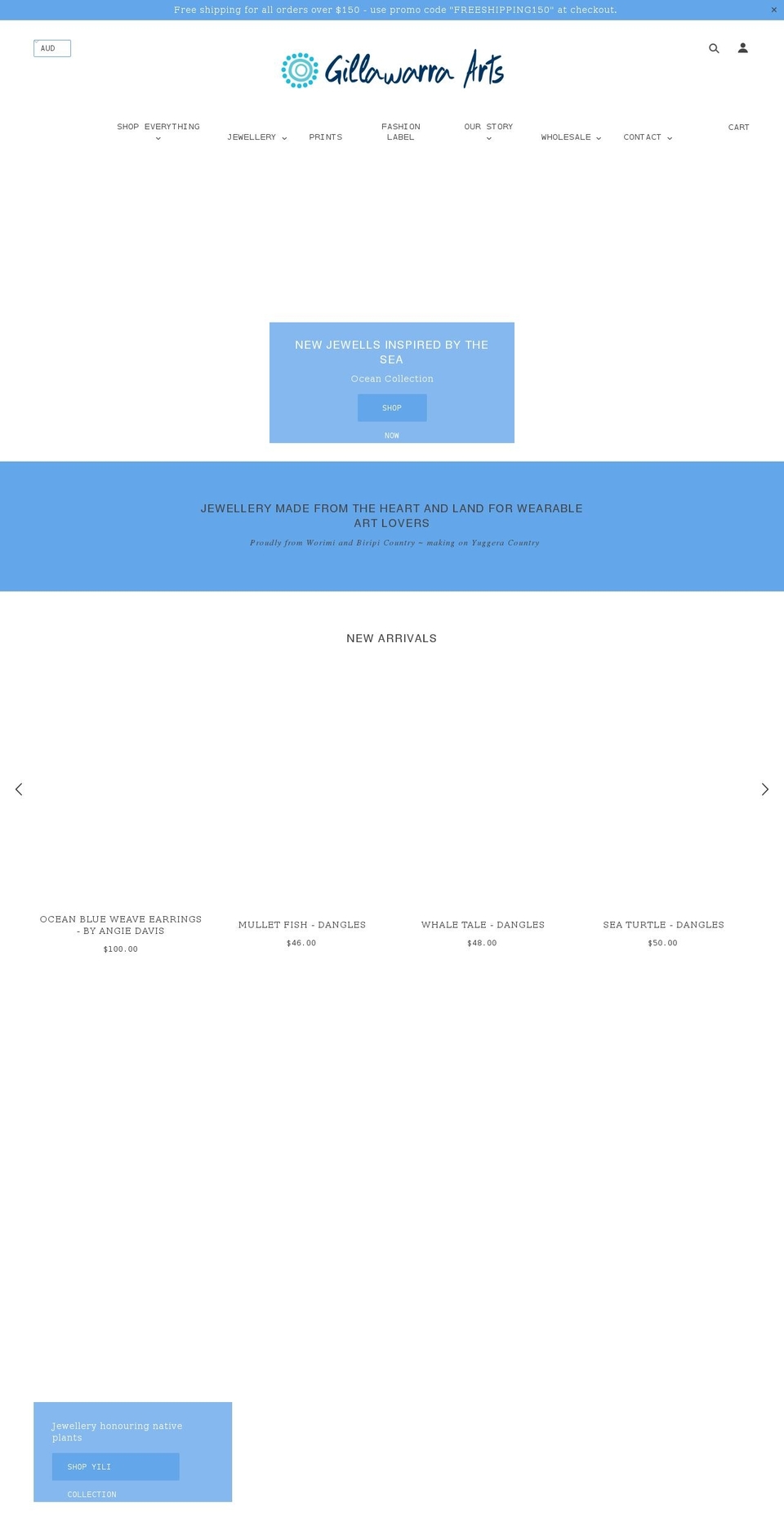 gillawarraarts.com shopify website screenshot