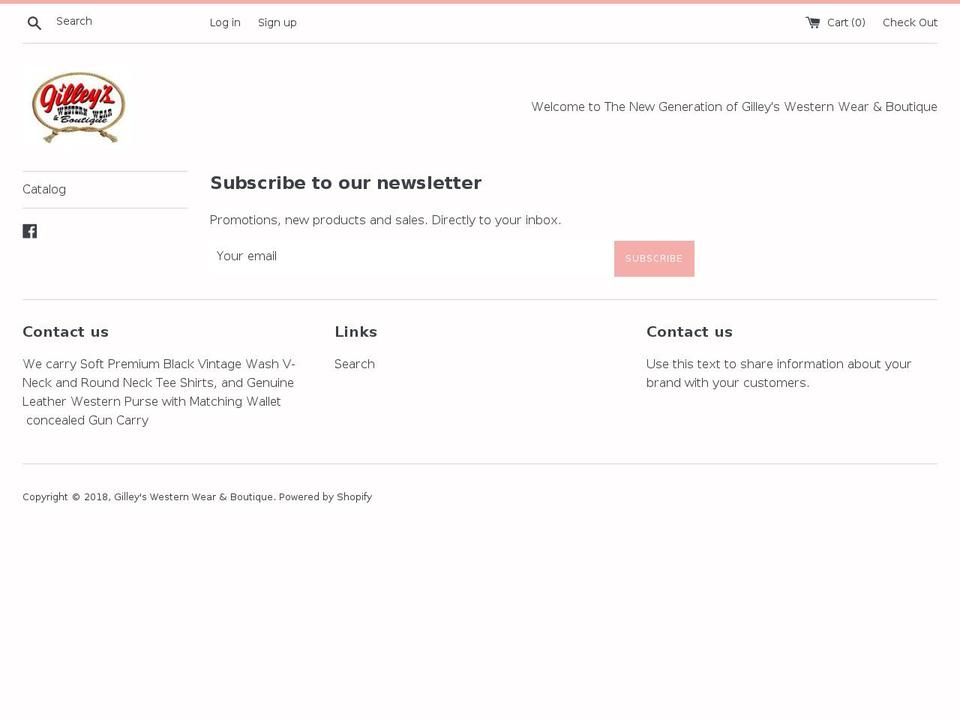 gilleyswesternwear.com — Shopify storefront screenshot