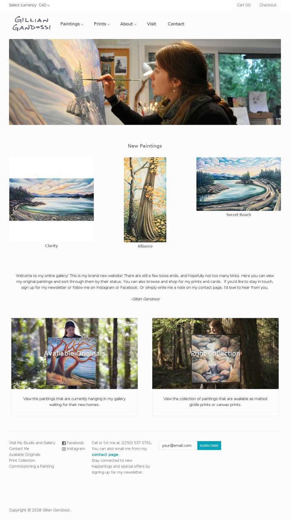 gilliangandossi.ca shopify website screenshot